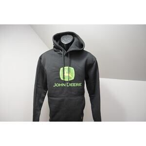 John Deere Hoodie Fleece Black Performance Athletic Mens Size Medium
